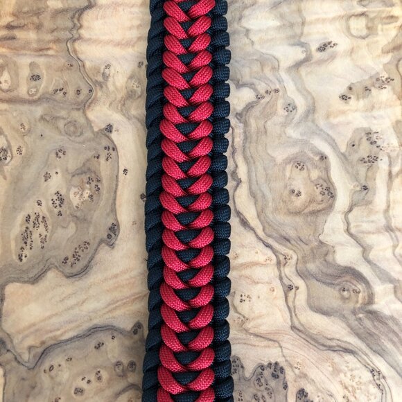 Dog Collar ~ Adjustable 13.5" to 16" ~ Black and Red Paracord ~ Handmade in USA - Picture 3 of 7